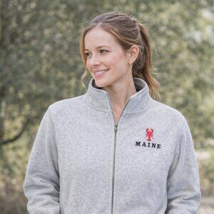 ESY SURF CO Gray Zip-Up Jacket with Maine State Lobster Large